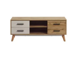 Meuble TV Blanc Et Bois Clair FLORIDA -Meilleur Meubles Magasin meuble tv 16670849