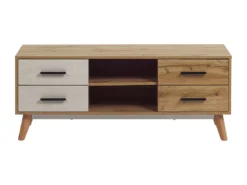 Meuble TV Blanc Et Bois Clair FLORIDA -Meilleur Meubles Magasin meuble tv 16670851