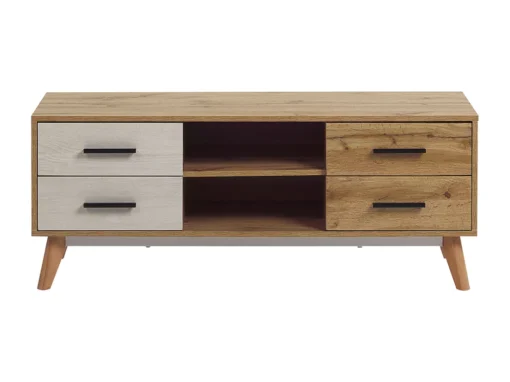 Meuble TV Blanc Et Bois Clair FLORIDA -Meilleur Meubles Magasin meuble tv 16670851