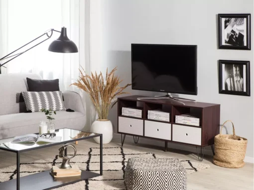 Meuble TV Marron Et Blanc FOSTON -Meilleur Meubles Magasin meuble tv 16671123