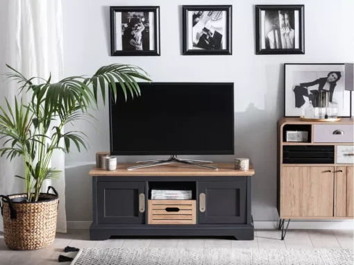 Meuble TV Gris Foncé Et Bois Clair GARET -Meilleur Meubles Magasin meuble tv 16671229