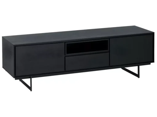 Meuble TV Tokyo Avec 2 Portes Et 1 Niche - MDF Et Métal - Noir -Meilleur Meubles Magasin meuble tv 18875763