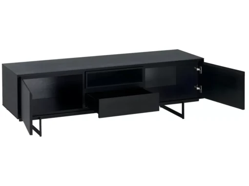 Meuble TV Tokyo Avec 2 Portes Et 1 Niche - MDF Et Métal - Noir -Meilleur Meubles Magasin meuble tv 18875765