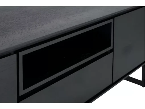 Meuble TV Tokyo Avec 2 Portes Et 1 Niche - MDF Et Métal - Noir -Meilleur Meubles Magasin meuble tv 18875779