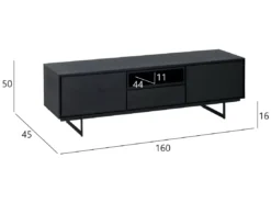 Meuble TV Tokyo Avec 2 Portes Et 1 Niche - MDF Et Métal - Noir -Meilleur Meubles Magasin meuble tv 18875781
