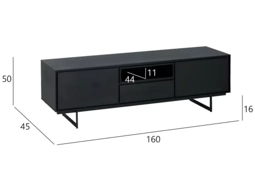 Meuble TV Tokyo Avec 2 Portes Et 1 Niche - MDF Et Métal - Noir -Meilleur Meubles Magasin meuble tv 18875781