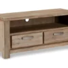 Meuble TV Alaska Avec 2 Tiroirs Et 2 Niches - Acacia Massif Et MDF - Marron -Meilleur Meubles Magasin meuble tv 18875817