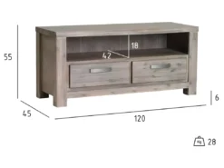 Meuble TV Alaska Avec 2 Tiroirs Et 2 Niches - Acacia Massif Et MDF - Marron -Meilleur Meubles Magasin meuble tv 18875831