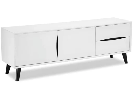 Meuble TV Lyon Avec 2 Portes Et 2 Tiroirs - MDF Et Bois - Blanc -Meilleur Meubles Magasin meuble tv 18875873