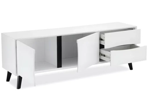 Meuble TV Lyon Avec 2 Portes Et 2 Tiroirs - MDF Et Bois - Blanc -Meilleur Meubles Magasin meuble tv 18875875