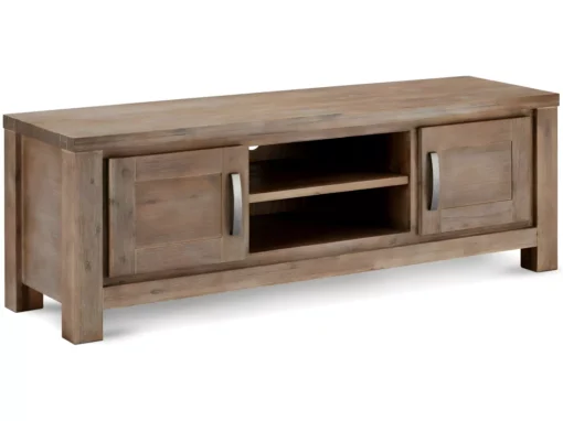 Meuble TV Alaska Avec 2 Portes Et 2 Niches - Acacia Massif Et MDF - Marron -Meilleur Meubles Magasin meuble tv 18875913