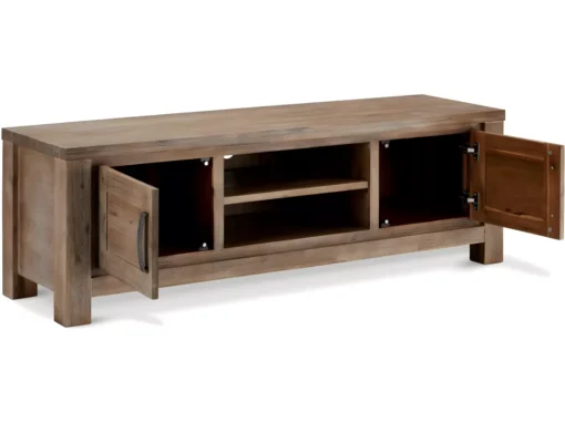 Meuble TV Alaska Avec 2 Portes Et 2 Niches - Acacia Massif Et MDF - Marron -Meilleur Meubles Magasin meuble tv 18875915