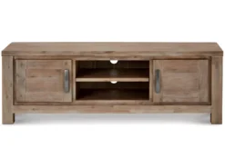 Meuble TV Alaska Avec 2 Portes Et 2 Niches - Acacia Massif Et MDF - Marron -Meilleur Meubles Magasin meuble tv 18875917