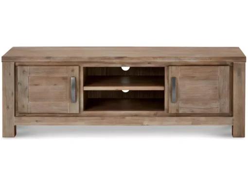 Meuble TV Alaska Avec 2 Portes Et 2 Niches - Acacia Massif Et MDF - Marron -Meilleur Meubles Magasin meuble tv 18875917