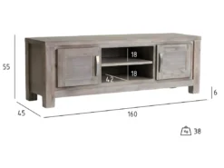 Meuble TV Alaska Avec 2 Portes Et 2 Niches - Acacia Massif Et MDF - Marron -Meilleur Meubles Magasin meuble tv 18875925
