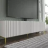 Meuble TV WAVE 200 Cm 4D Fraisé Blanc Matpieds En Métal Doré -Meilleur Meubles Magasin meuble tv 21214323