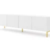 Meuble TV SURF 200 Cm 4D Fraisé Blanc Matpieds En Métal Doré -Meilleur Meubles Magasin meuble tv 21214329