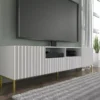 Meuble TV WAVE 200 Cm 2D2S Blanc Mat Pieds En Métal Doré -Meilleur Meubles Magasin meuble tv 21214335