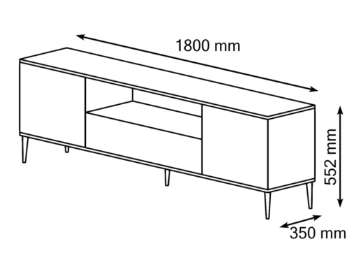 Meuble TV PETRA 180 Cm 2D1S Blanc Mat Avec Pieds Dorés -Meilleur Meubles Magasin meuble tv 21771917