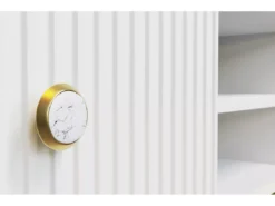 Meuble TV PETRA 180 Cm 2D1S Blanc Mat Avec Pieds Dorés -Meilleur Meubles Magasin meuble tv 21771919