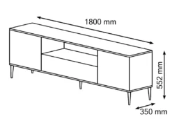 Meuble TV PETRA 180 Cm 2D1S Noir Mat Avec Pieds Dorés -Meilleur Meubles Magasin meuble tv 21771935
