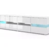 Meuble TV VIPER 186 Cm Panneau MDF Blanc Mat / Blanc Brillant + éclairage LED -Meilleur Meubles Magasin meuble tv 21771969