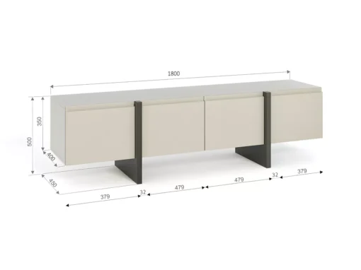 Meuble TV QUEEN 180 Cm 2D2K Cachemire / Graphite -Meilleur Meubles Magasin meuble tv 21771997