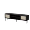 Meuble TV YUCCA 180 Cm Noir Mat / Rotin Calabria -Meilleur Meubles Magasin meuble tv 21867381