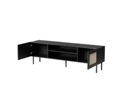 Meuble TV YUCCA 180 Cm Noir Mat / Rotin Calabria -Meilleur Meubles Magasin meuble tv 21867385