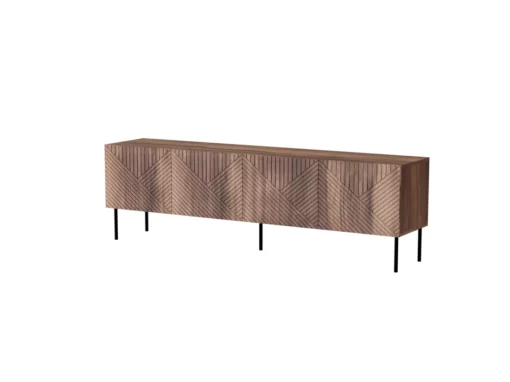 Meuble TV NOCCIOLA 190 Cm 4D Façades Fraisées Noyer Warmian -Meilleur Meubles Magasin meuble tv 21870251
