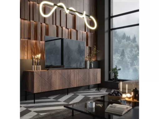Meuble TV NOCCIOLA 190 Cm 4D Façades Fraisées Noyer Warmian -Meilleur Meubles Magasin meuble tv 21870253