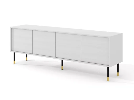 Meuble TV SHERWOOD 4D 180 Cm Fraisé Sur Pieds Blanc Mat -Meilleur Meubles Magasin meuble tv 23499617