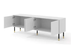 Meuble TV SHERWOOD 4D 180 Cm Fraisé Sur Pieds Blanc Mat -Meilleur Meubles Magasin meuble tv 23499627