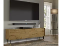 Meuble TV SHERWOOD 4D 180 Cm Fraisé Sur Pieds Chêne Artisan -Meilleur Meubles Magasin meuble tv 23499663