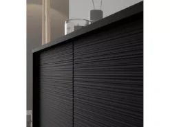 Meuble TV SHERWOOD 4D 180 Cm Fraisé Sur Pieds Noir Mat -Meilleur Meubles Magasin meuble tv 23499699