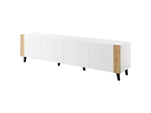 Meuble TV PHARE 200 Cm - 4 Portes - Blanc Mat / Chêne Craft -Meilleur Meubles Magasin meuble tv 23971817