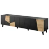 Meuble TV VITRAIL 200 Cm - 4 Portes - Noir Mat / Chêne Craft -Meilleur Meubles Magasin meuble tv 23971823