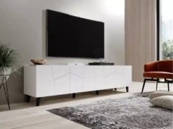 Meuble TV VITRAIL 200 Cm - 4 Portes - Blanc Mat -Meilleur Meubles Magasin meuble tv 23972647