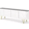 Meuble TV SPACE 180 Cm 4D Fraisée Blanc Brillant / Béton -Meilleur Meubles Magasin meuble tv 24153487