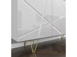 Meuble TV SPACE 180 Cm 4D Fraisée Blanc Brillant / Béton -Meilleur Meubles Magasin meuble tv 24153497