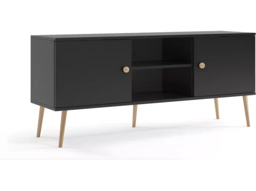 Meuble TV MALIBO 150 Cm 2 Portes Noir Mat -Meilleur Meubles Magasin meuble tv 24154027