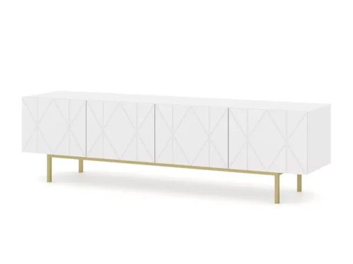 Meuble TV KAIRO 180 Cm 4D Fraisée Blanc Mat -Meilleur Meubles Magasin meuble tv 24154083
