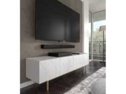 Meuble TV KAIRO 180 Cm 4D Fraisée Blanc Mat -Meilleur Meubles Magasin meuble tv 24154089