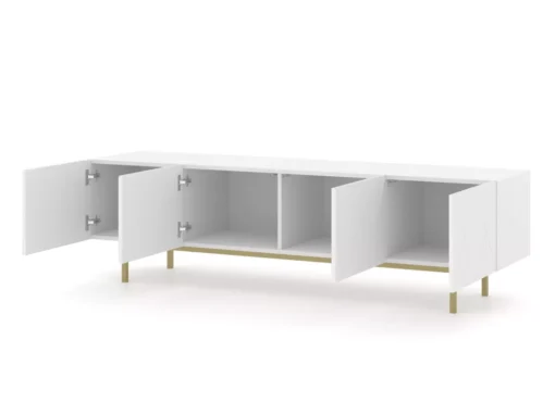 Meuble TV KAIRO 180 Cm 4D Fraisée Blanc Mat -Meilleur Meubles Magasin meuble tv 24154095