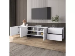 Meuble Tv - Schrank Panel Avec Pieds Blocs De Couleur Noir Et Blanc Laqués -Meilleur Meubles Magasin meuble tv 24392815