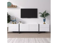 Meuble Tv - Schrank Panel Avec Pieds Blocs De Couleur Noir Et Blanc Laqués -Meilleur Meubles Magasin meuble tv 24392823