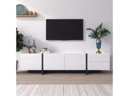 Meuble Tv - Schrank Panel Avec Pieds Blocs De Couleur Noir Et Blanc Laqués -Meilleur Meubles Magasin meuble tv 24392823