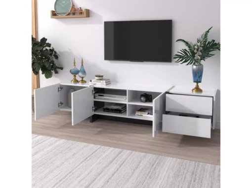 Meuble Tv - Schrank Panel Avec Pieds Blocs De Couleur Noir Et Blanc Laqués -Meilleur Meubles Magasin meuble tv 24392827