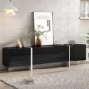 Meuble Tv à Panneau Bas Avec Jambes à Blocs De Couleur En Noir Et Blanc Laqué -Meilleur Meubles Magasin meuble tv 24393071
