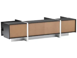 Meuble Tv à Panneau Bas Avec Jambes à Blocs De Couleur En Noir Et Blanc Laqué -Meilleur Meubles Magasin meuble tv 24393083